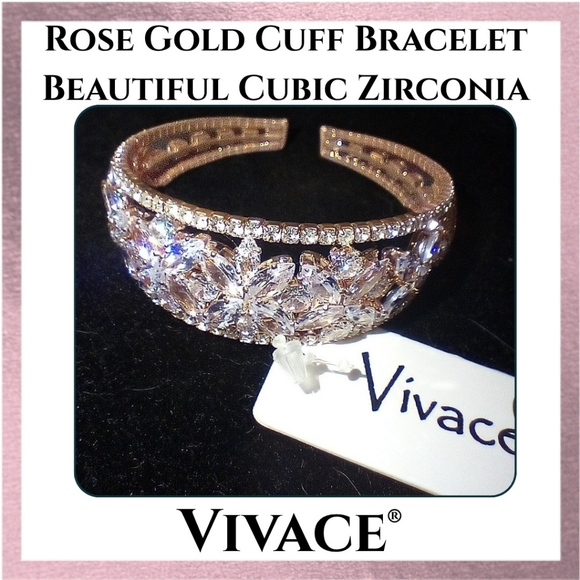 Vivacouture Jewelry - Vivacouture Vivace Rose Gold Vibrant Zirconia Bracelet Flower Sleek Design